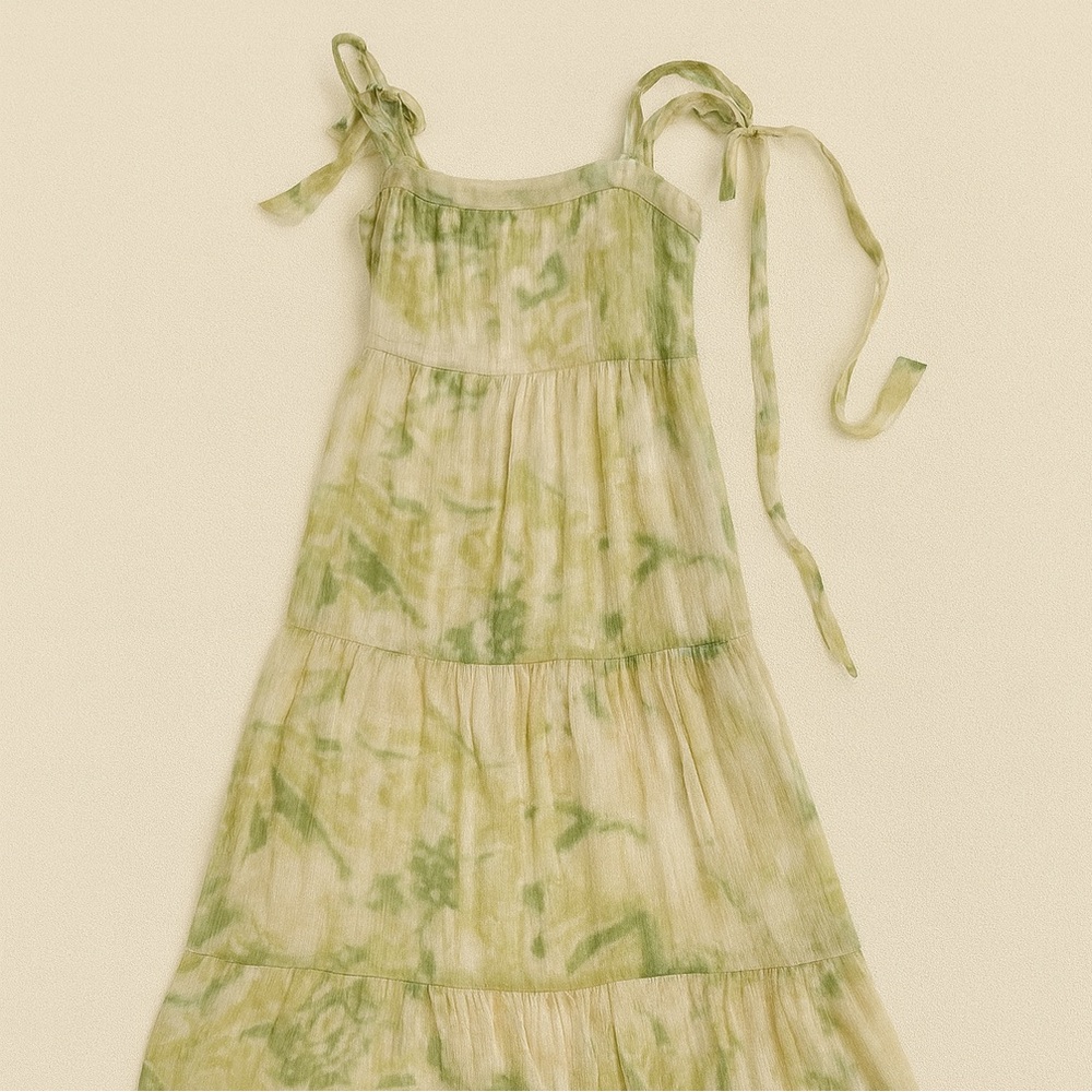 Line & Dot ~ Green and Cream Tie-Dye Dress